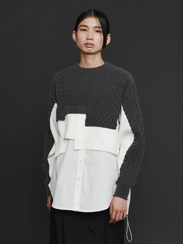 cable layer short knit top