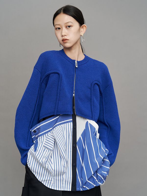 cord line short cardigan