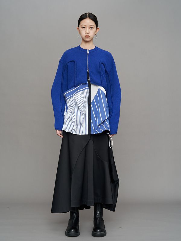 cord line short cardigan