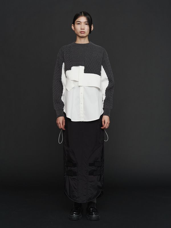 cable layer short knit top