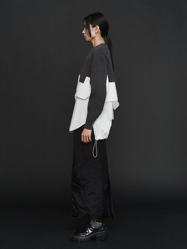 cable layer short knit top