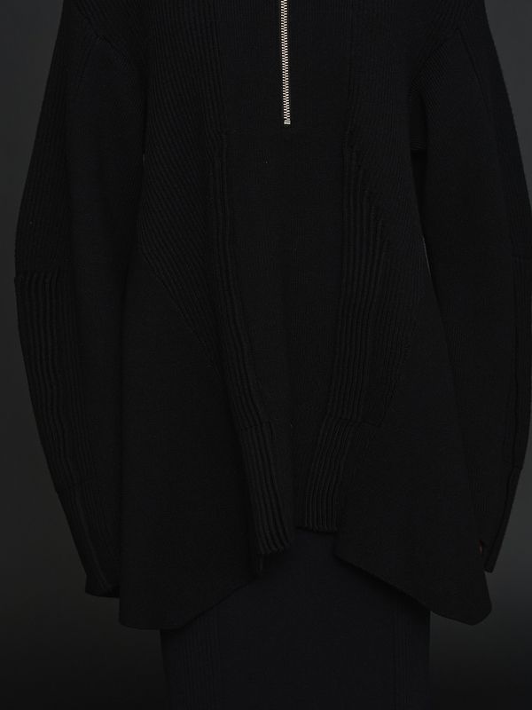 pin tuck half zip top