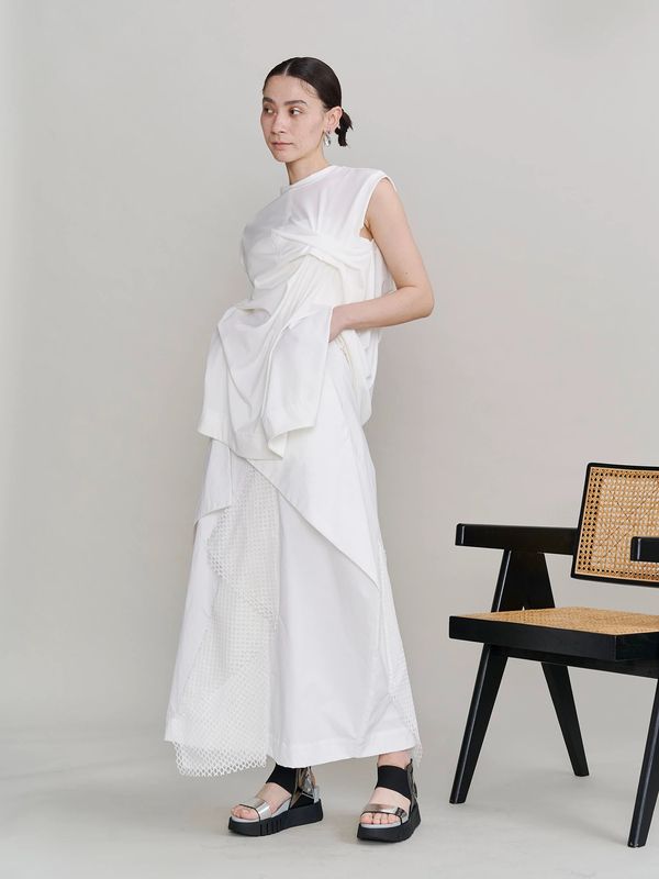 tuck drape sleeveless top