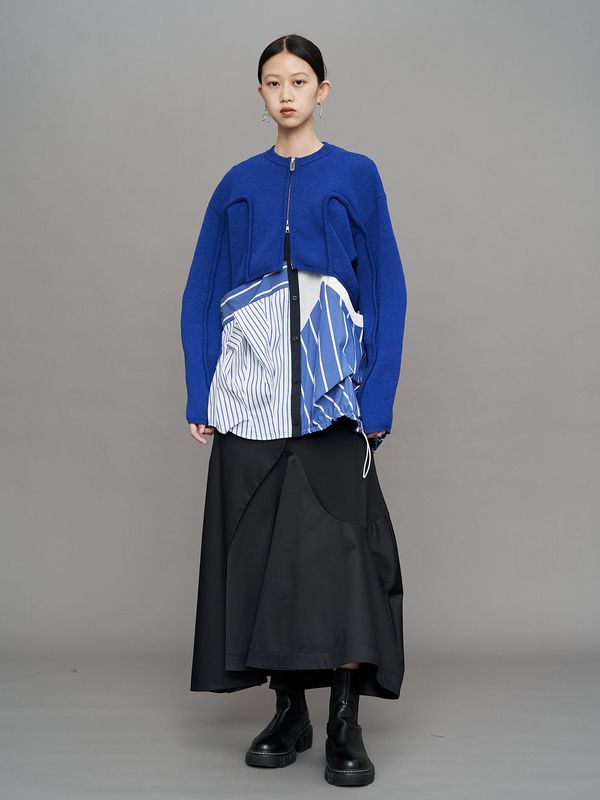 cord line short cardigan