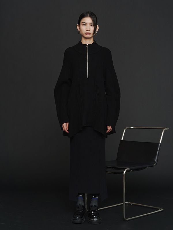 pin tuck half zip top