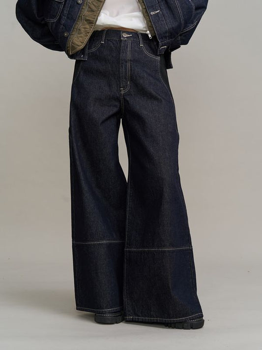 wave line side rib denim pants