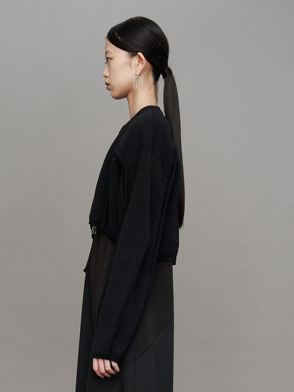 cord line short cardigan