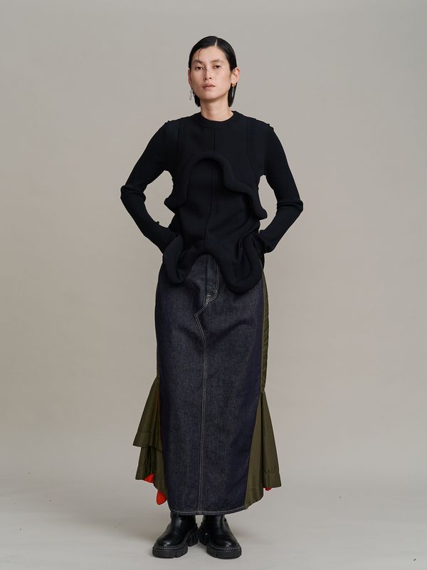 ma-1 docking denim skirt