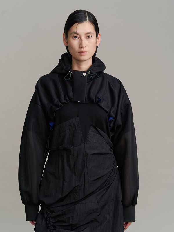 spongy sheer short blouson