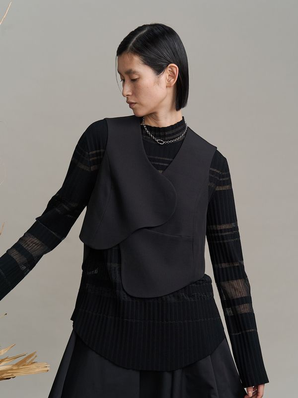 color block pleats knit