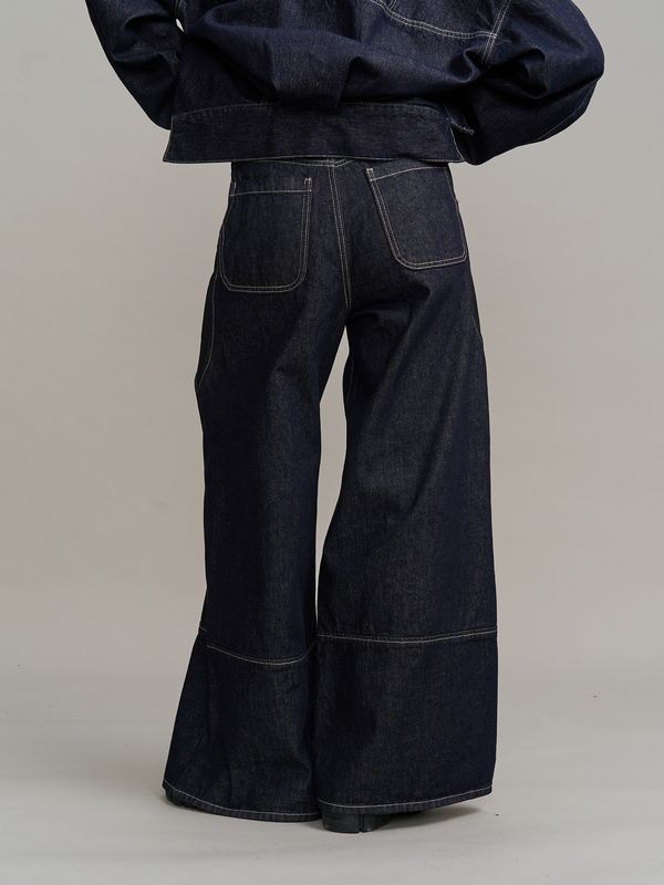 wave line side rib denim pants