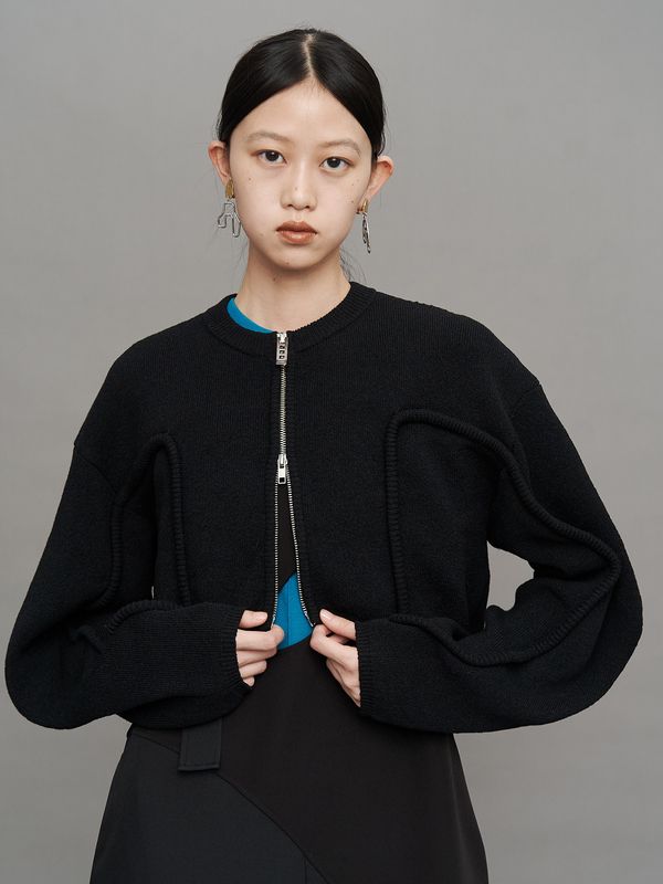 cord line short cardigan