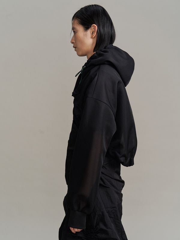 spongy sheer short blouson