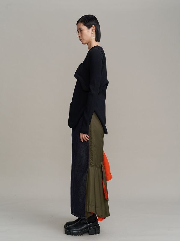 ma-1 docking denim skirt