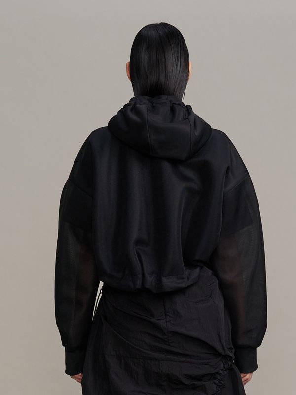 spongy sheer short blouson