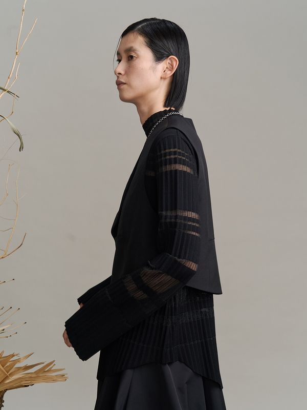 color block pleats knit