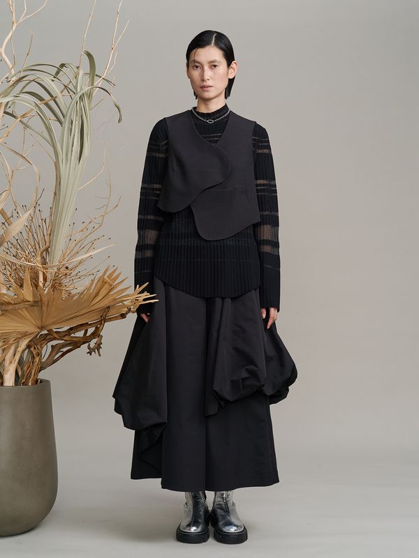 color block pleats knit