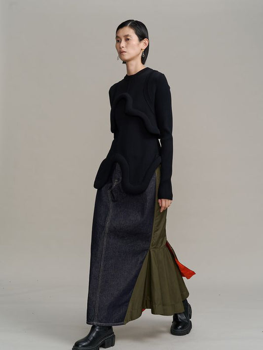 ma-1 docking denim skirt