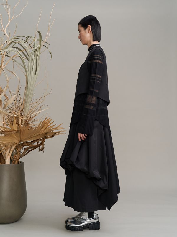 color block pleats knit