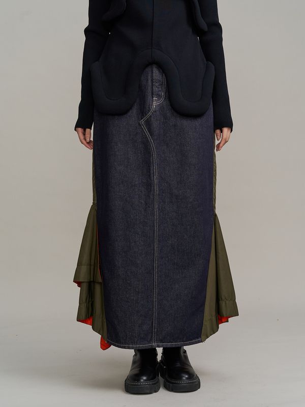 ma-1 docking denim skirt