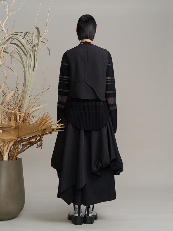 color block pleats knit