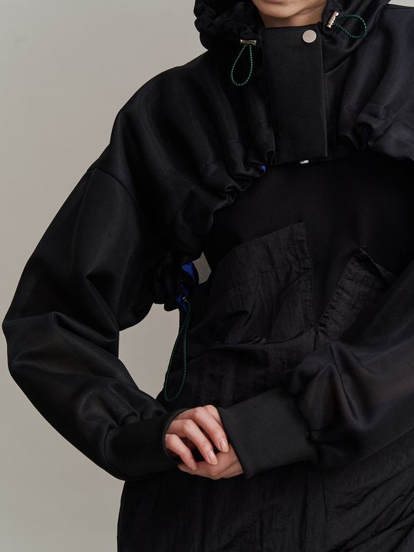 spongy sheer short blouson