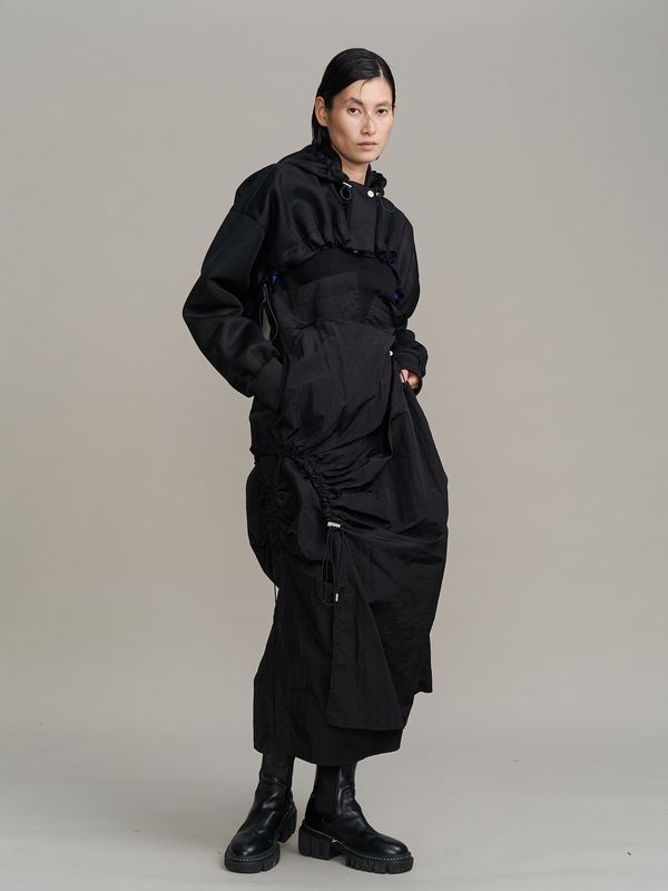 spongy sheer short blouson