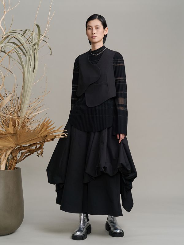 color block pleats knit