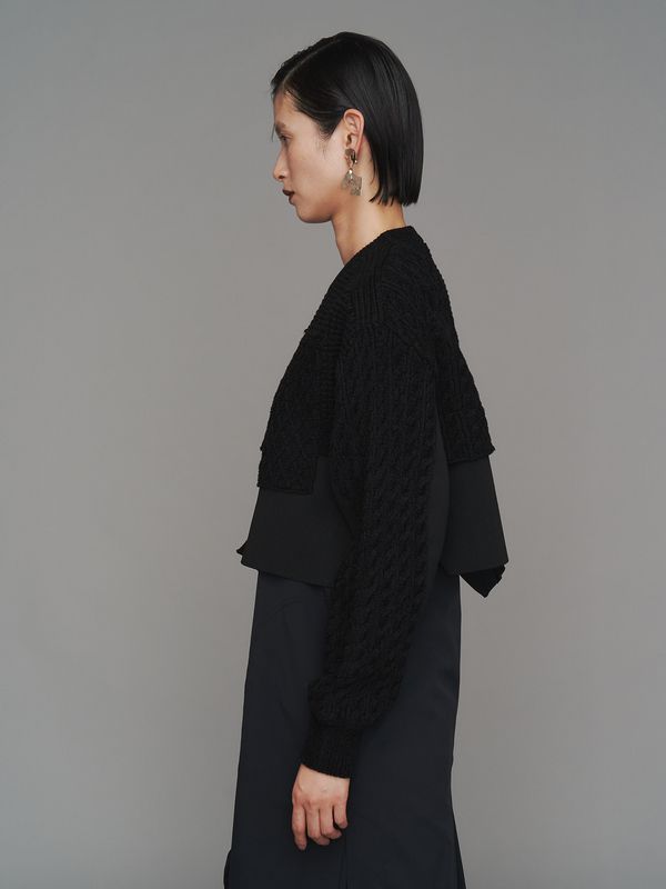 cable layer short knit top
