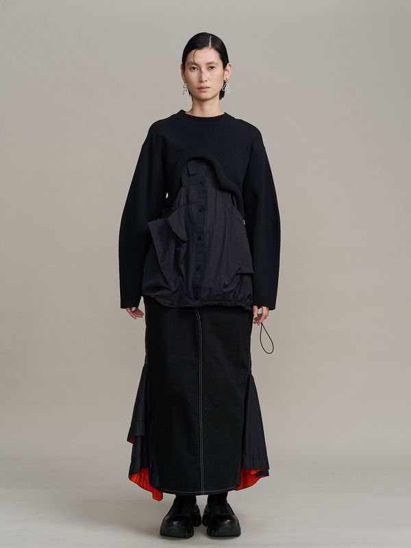 ma-1 docking denim skirt