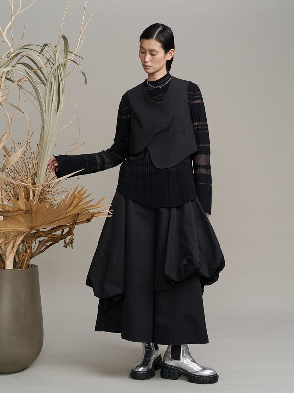 color block pleats knit