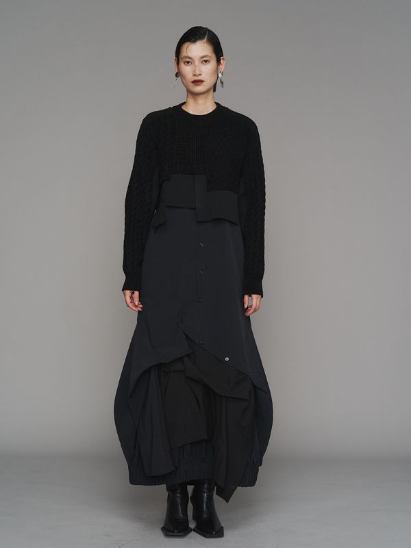 cable layer short knit top