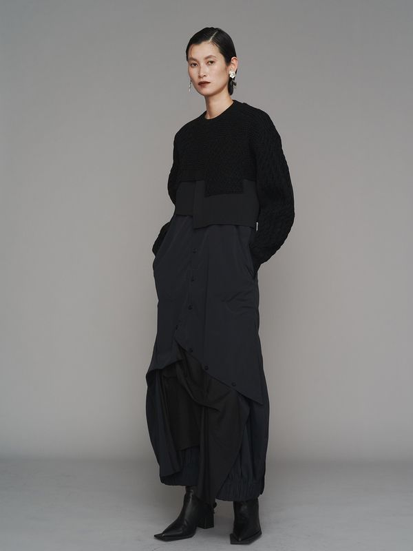 cable layer short knit top