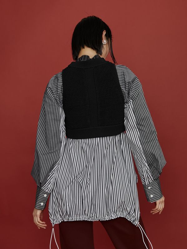 waffle short knit vest