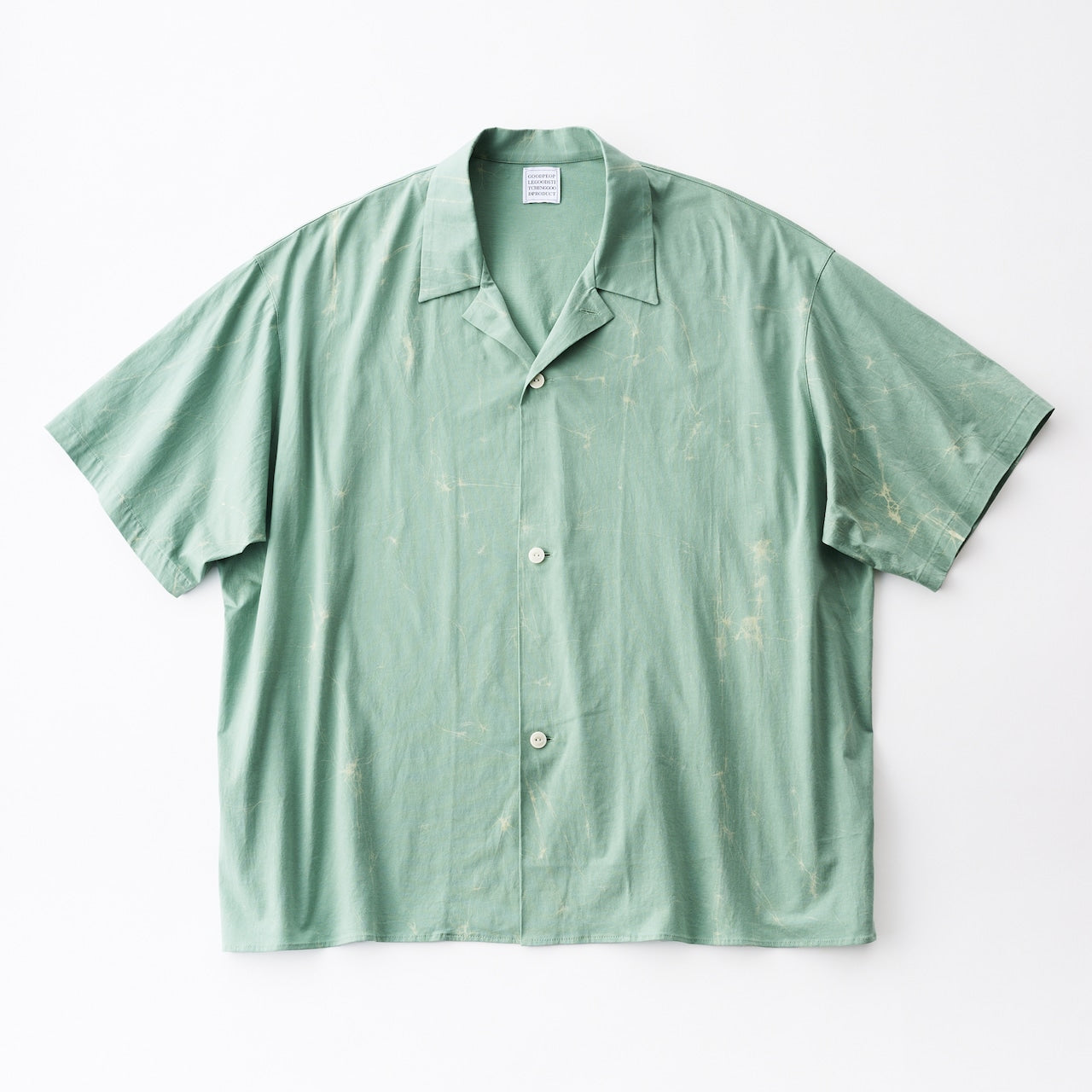 wax resist dye open collar half sleeve shirt