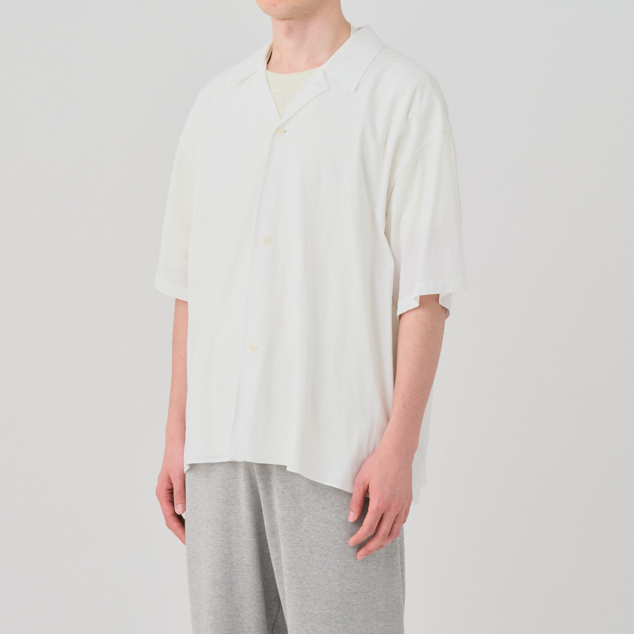 super high gauge natural washer jersey double front half sleeve shirt