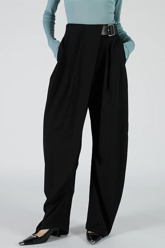 asymmetrical belt pants