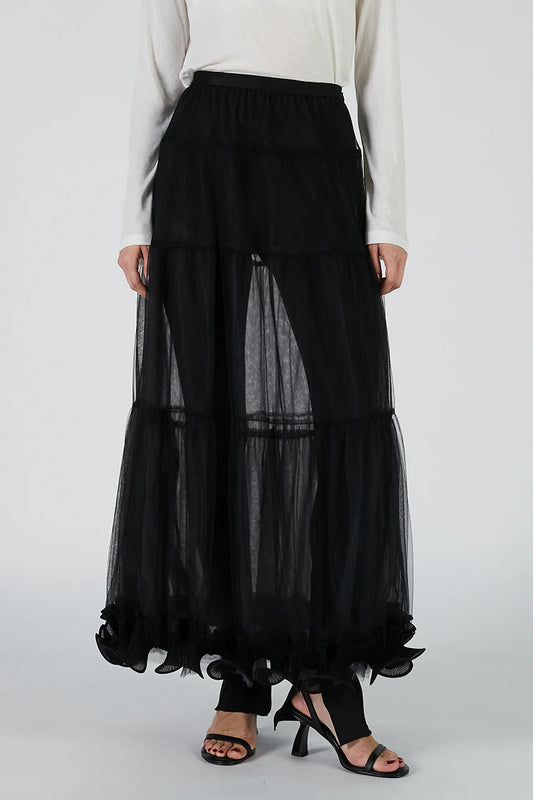 ruffle hem tulle skirt