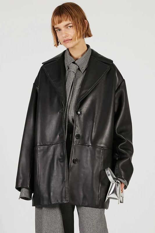 overcoat leather jacket coat