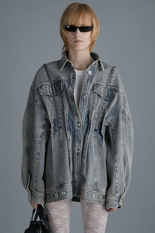 zip denim shirt blouson