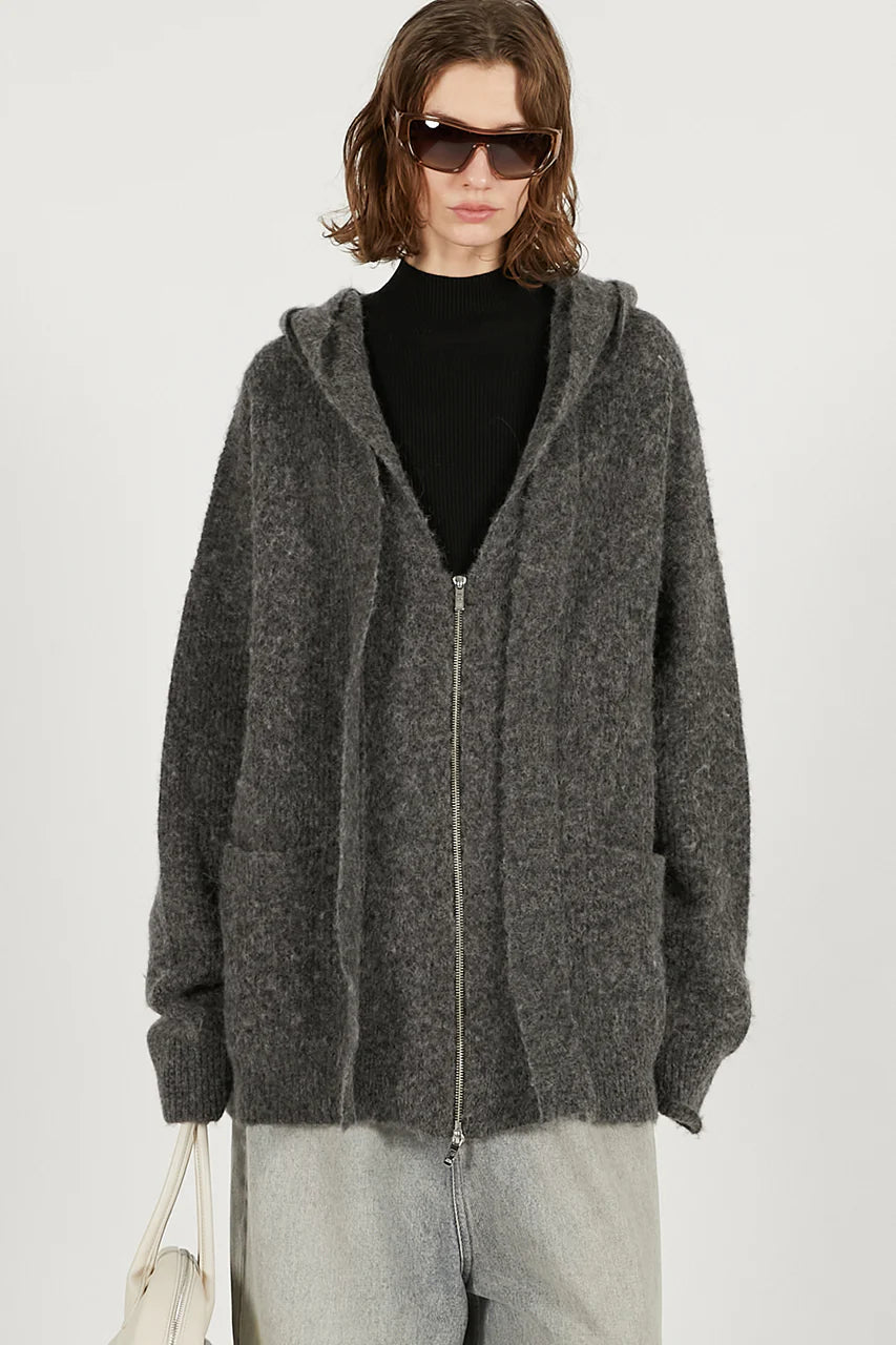 hooded zip cardigan