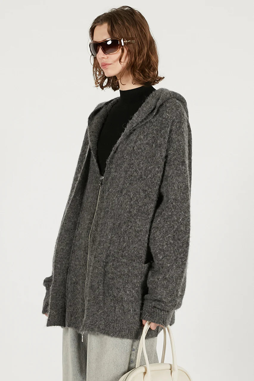 hooded zip cardigan