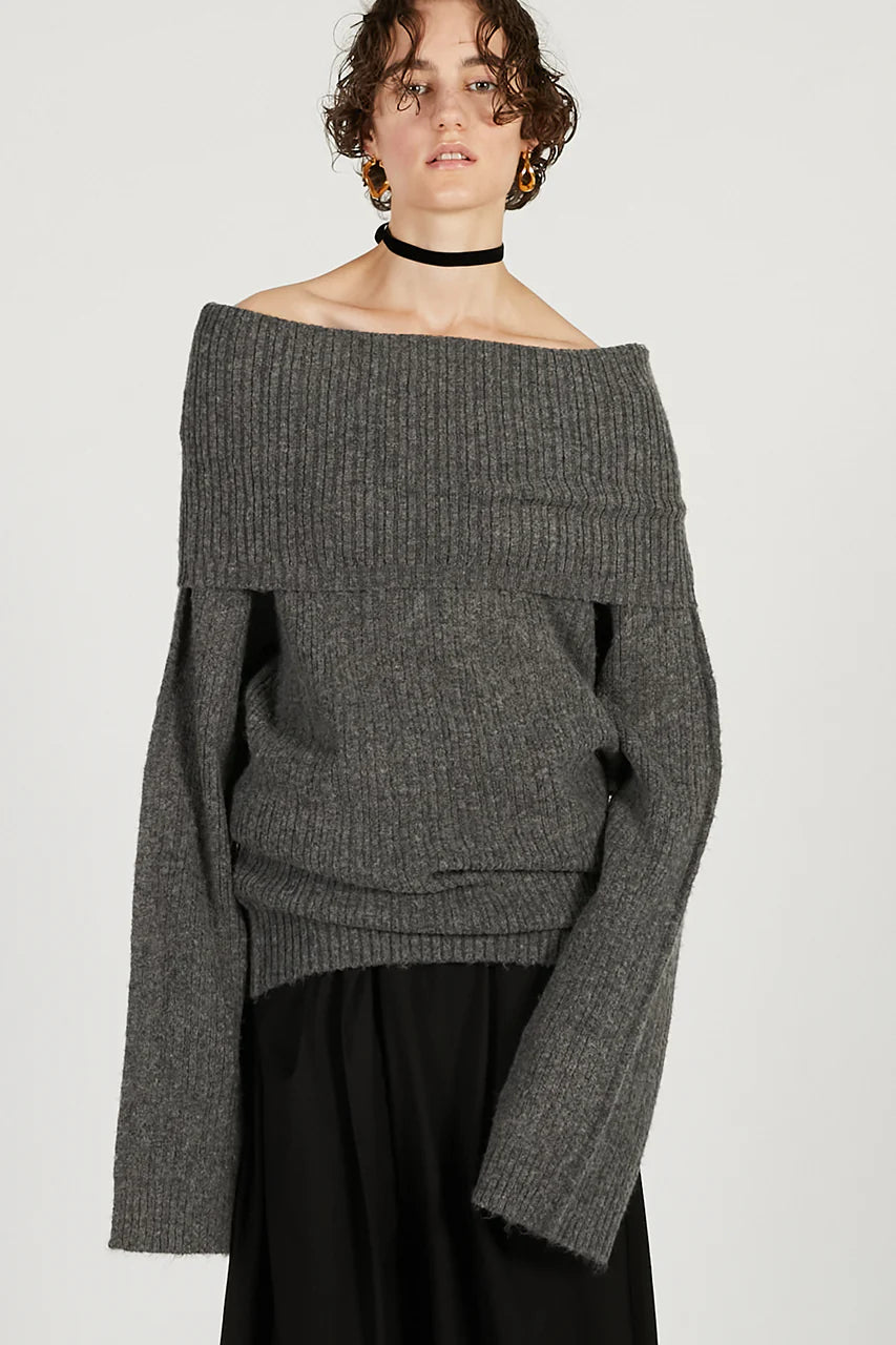 off-shoulder knit