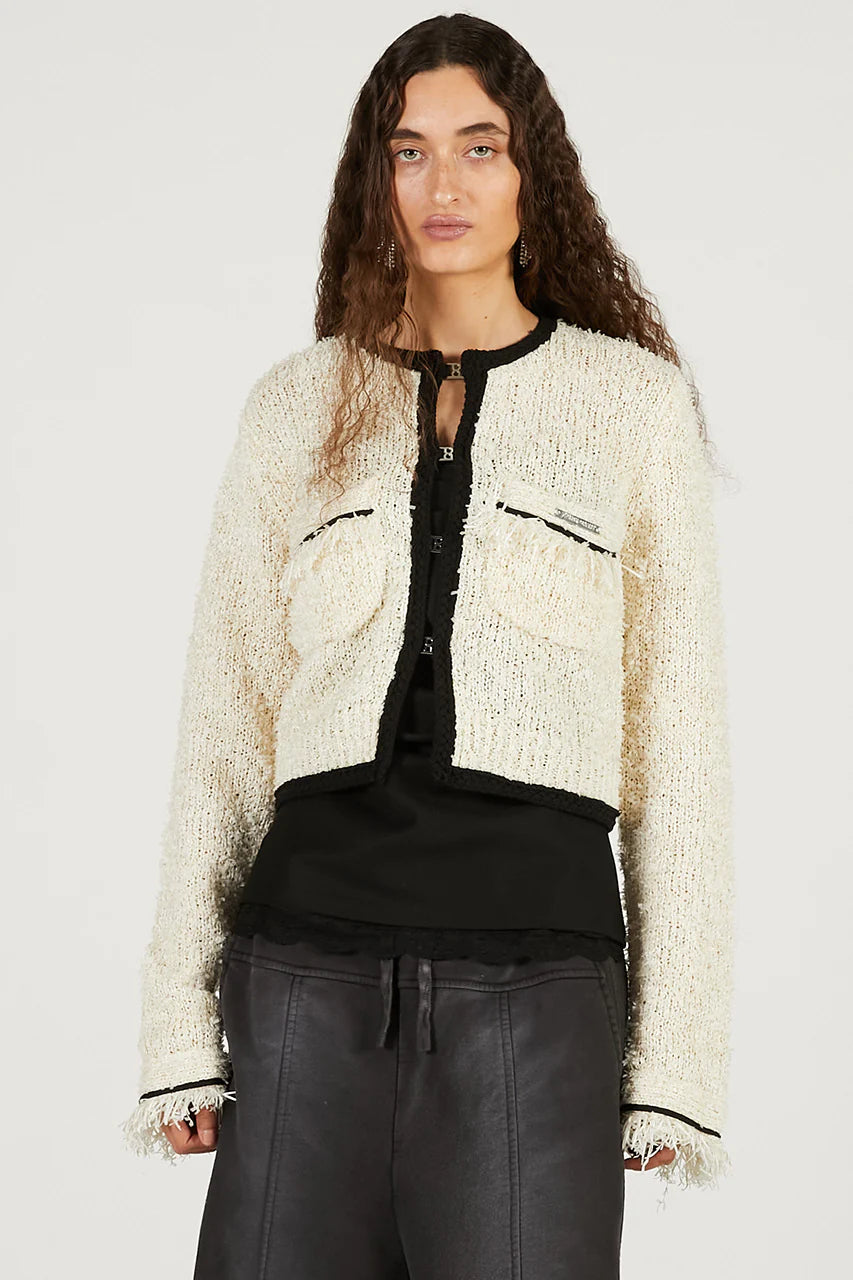 front charm knit jacket