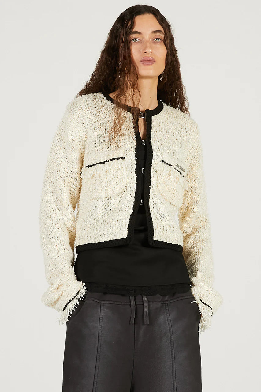 front charm knit jacket