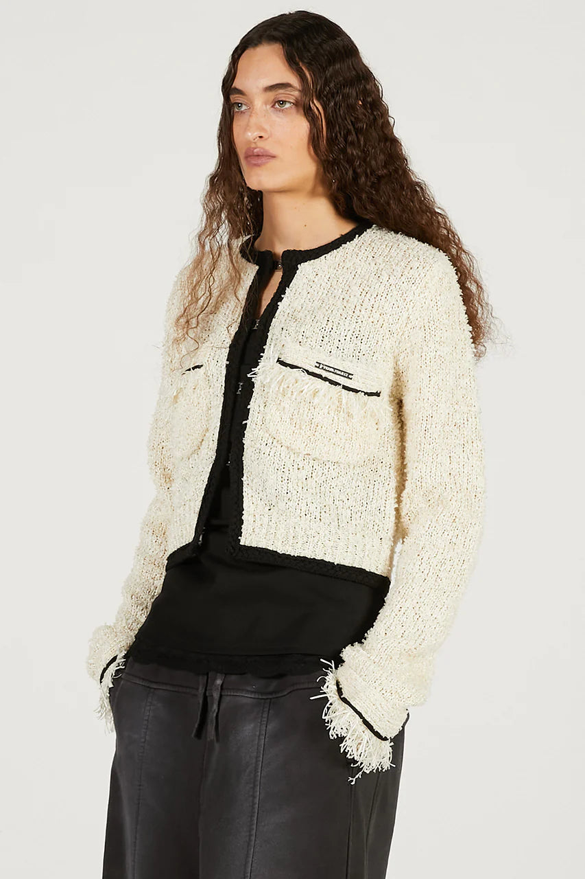 front charm knit jacket