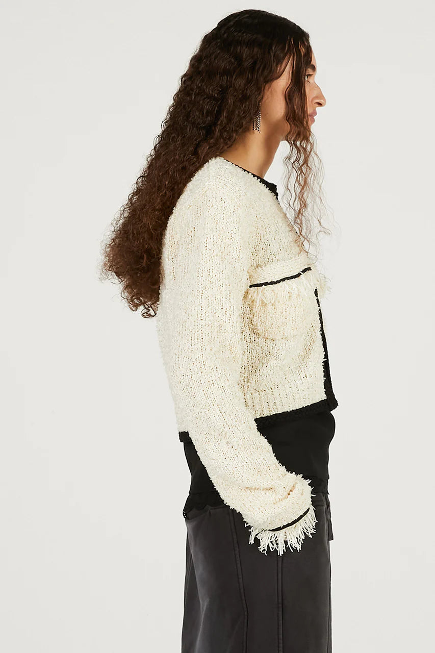 front charm knit jacket
