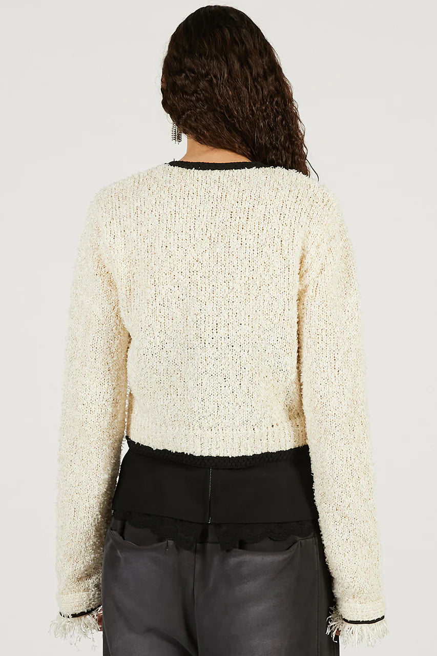 front charm knit jacket