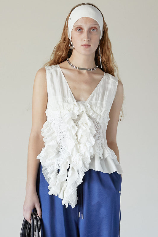 mixed frill top