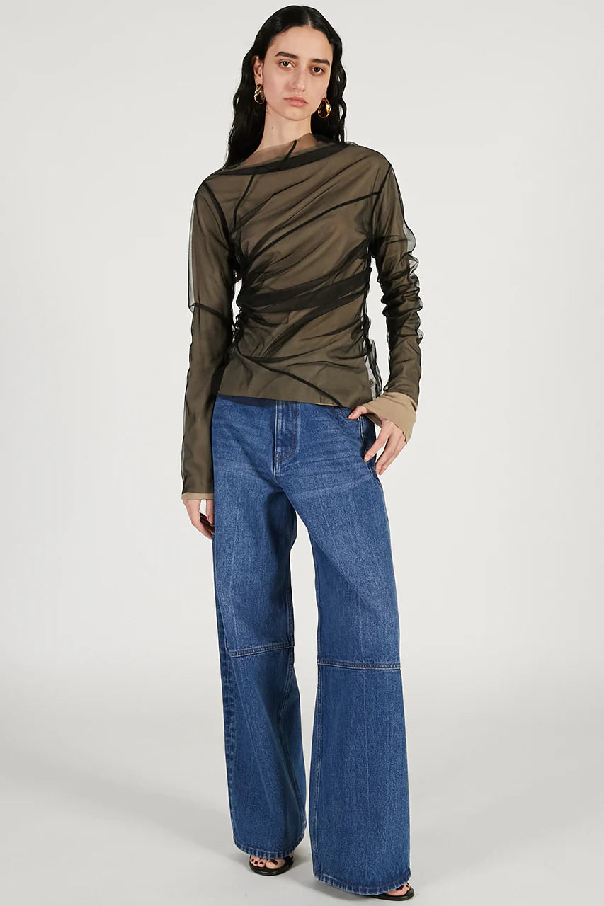 tulle layered drape top